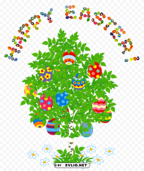 happy easter and egg treepicture PNG Isolated Object with Clear Transparency