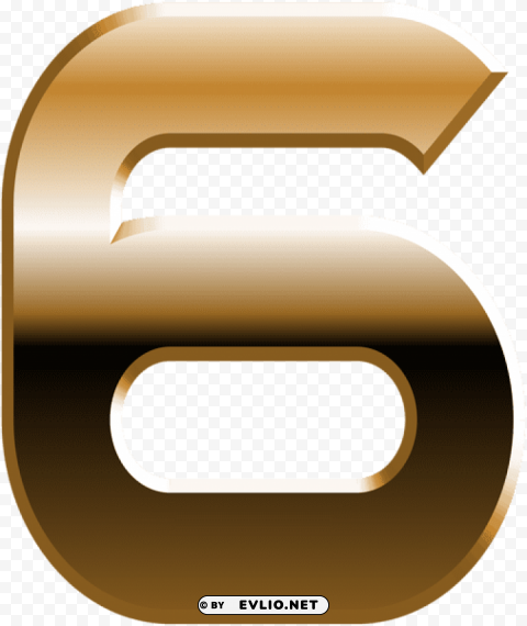 number six golden transparent PNG for web design