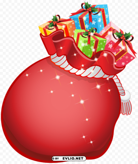 santa bag with gifts PNG with Clear Isolation on Transparent Background