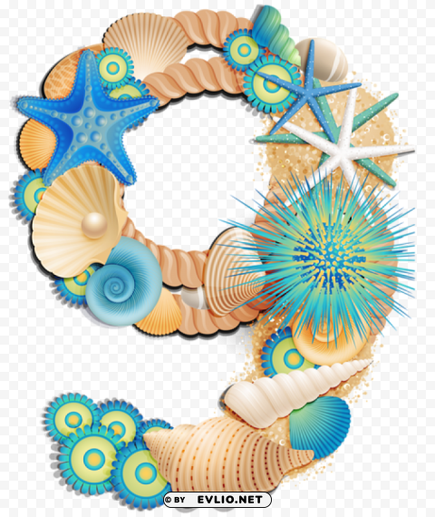 transparent number nine sea stylepicture Isolated Object with Transparency in PNG