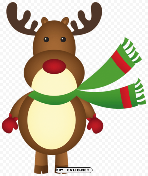 christmas rudolph with scarf PNG images with transparent space