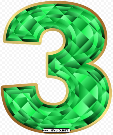 emerald number three Isolated PNG Image with Transparent Background