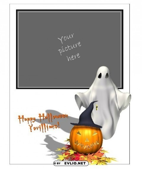 halloween-pumpkin-ghost-frame2 Transparent Background Isolated PNG Design Element