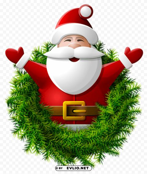 santa claus wreath Free PNG download no background
