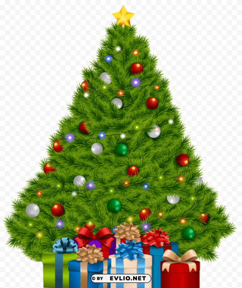 extra large christmas tree with gifts PNG Image with Isolated Graphic Element