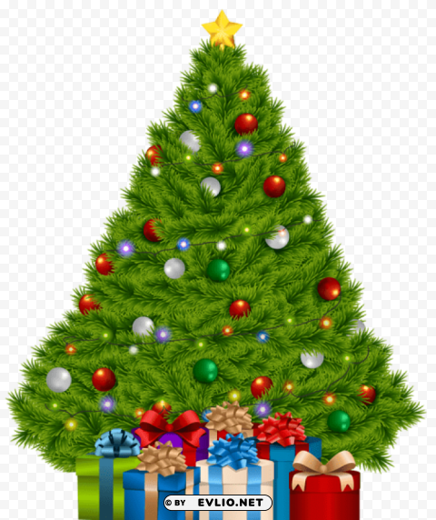 Extra Large Christmas Tree With Gifts PNG Image With Isolated Graphic Element