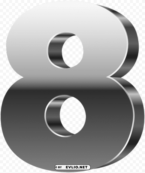 number eight 3d silver PNG Image Isolated with HighQuality Clarity