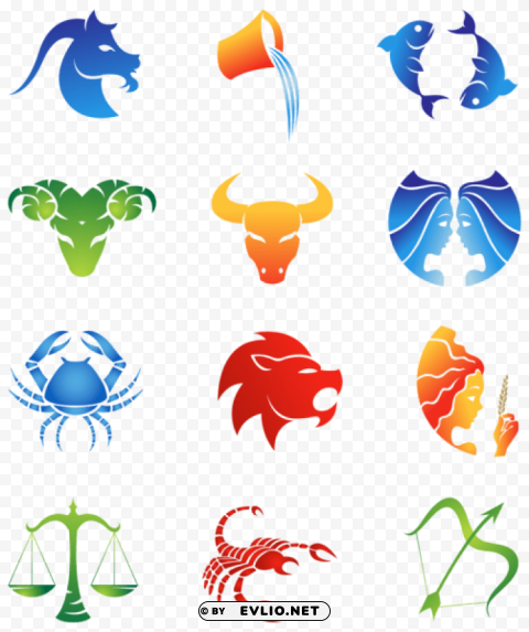 colourful zodiac signs set Transparent PNG graphics assortment