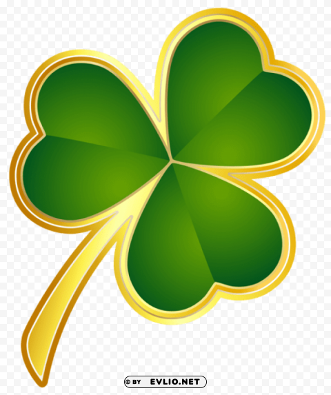 St Patricks Day Gold Shamrock PNG Pictures With Alpha Transparency