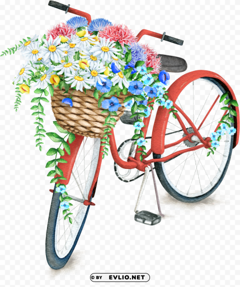 bike with flowers painting PNG image with no background PNG transparent with Clear Background ID f14cb852
