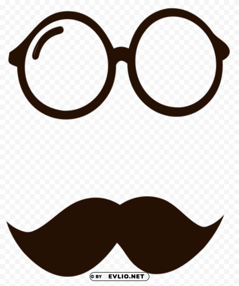 Movember Glasses And Mustache PNG With Clear Background Set