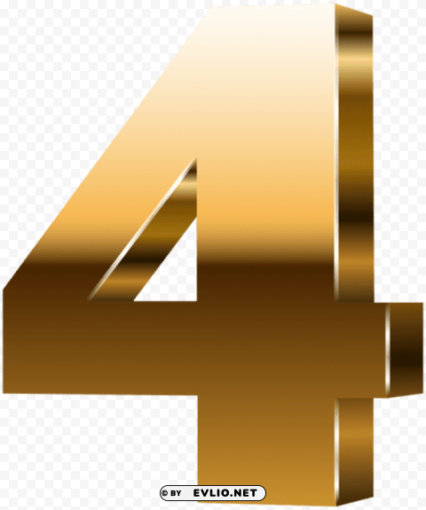 Number Four 3d Gold Isolated Artwork In Transparent PNG Format