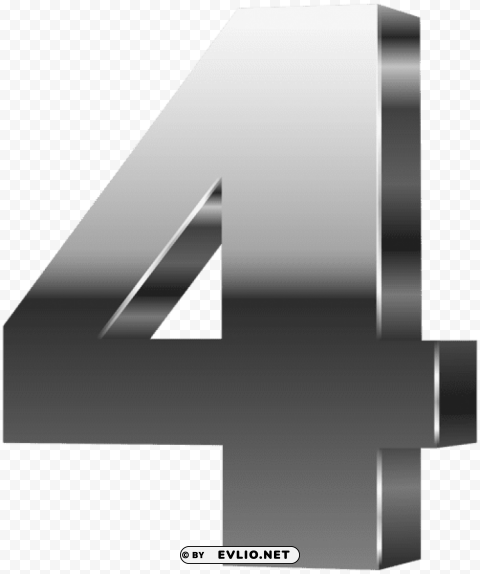 number four 3d silver PNG Image Isolated on Transparent Backdrop