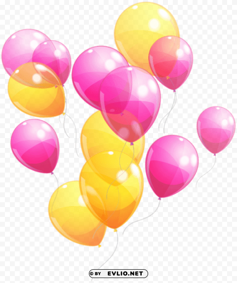 pink and yellow balloons bunch PNG images for websites