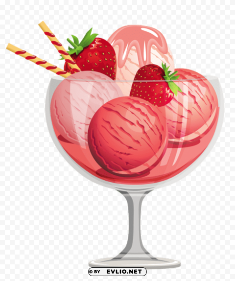 strawberry ice cream sundae PNG images without BG