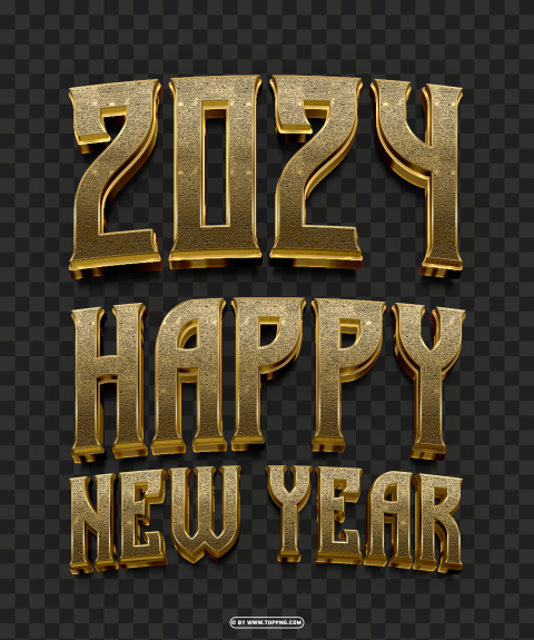 2024 happy new year 3d golden design Transparent PNG images extensive gallery