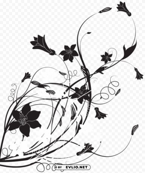 black white floral decoration PNG images with alpha channel selection