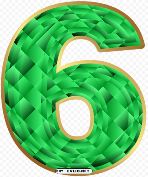 Emerald Number Six Isolated Subject On HighQuality PNG