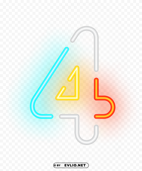 number four neon transparent PNG image with no background