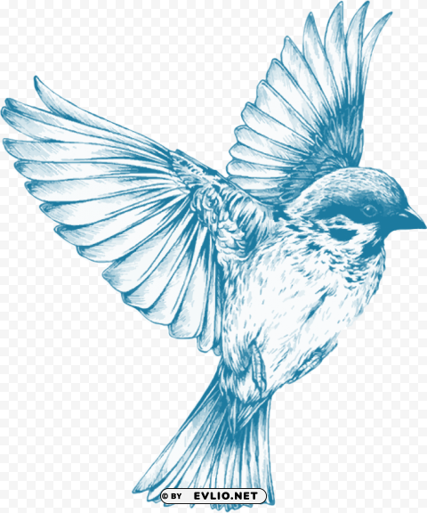 vintage blue bird PNG Isolated Object with Clarity