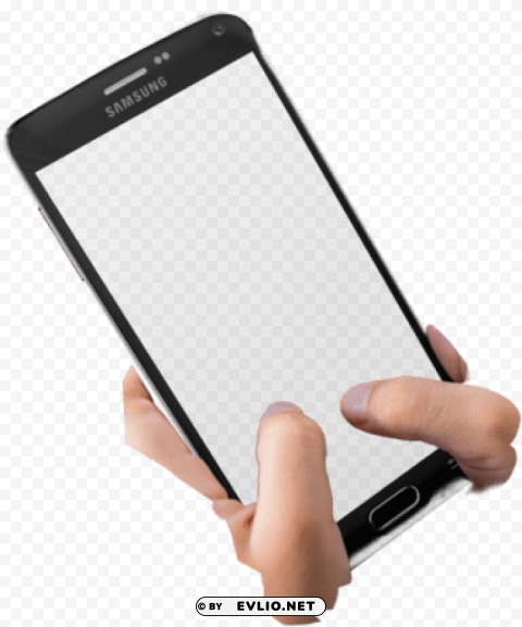 girl hand holding samsung phone PNG photo with transparency