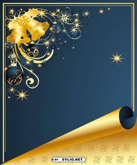 christmas bluewith gold bells Isolated Element in Clear Transparent PNG