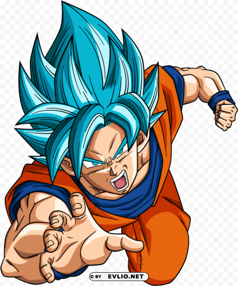goku super ssj blue Isolated Item on Clear Background PNG