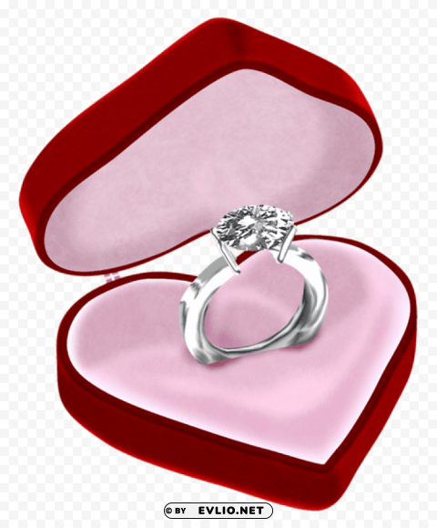 diamond ring in heart boxpicture PNG clip art transparent background