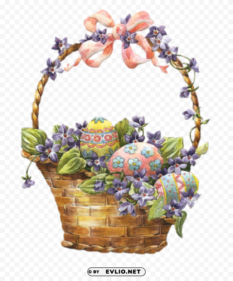 easter basket with eggs Transparent PNG Isolated Object Design