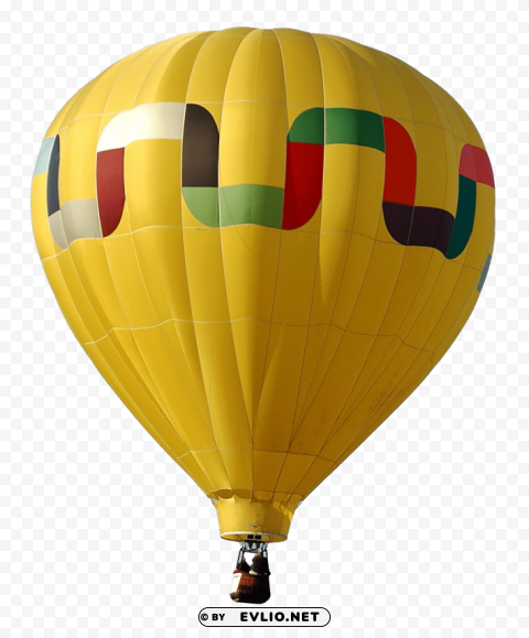 Yellow Hot Air Balloon Isolated Graphic Element In Transparent PNG