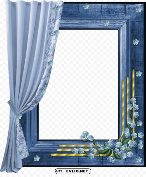 blueframe with curtain Isolated Subject in Transparent PNG Format