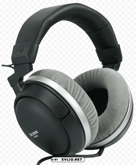 grey black headphones PNG Image with Isolated Element