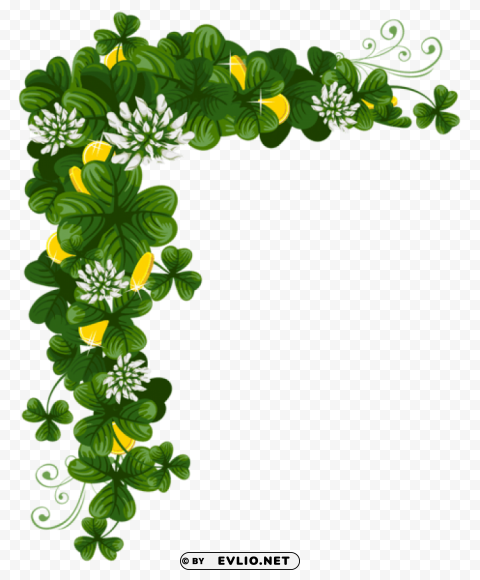 st patricks day shamrocks with coins PNG with clear background set