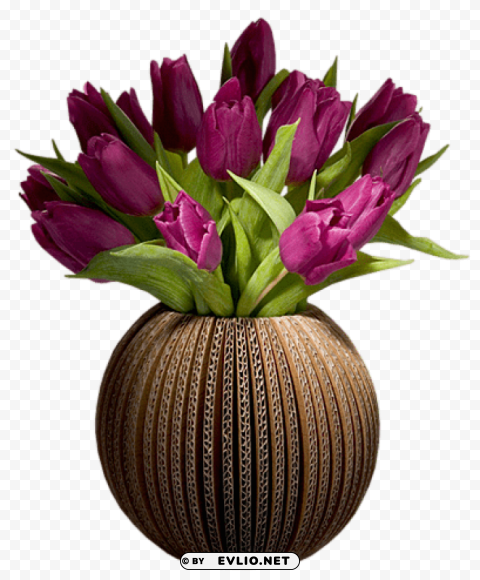 tulips vase Transparent PNG Isolated Object Design