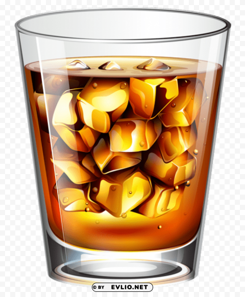 whiskey with ice vector PNG picture