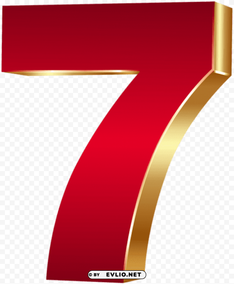 3d Number Seven Red Gold PNG For Web Design