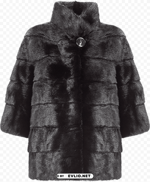 black rabbit fur pea coat for men special HighQuality Transparent PNG Isolation