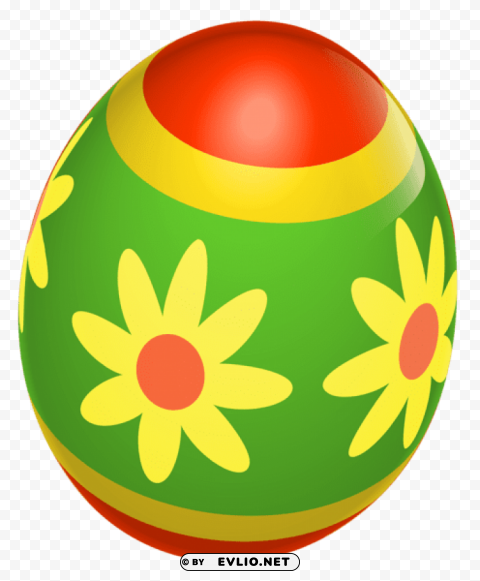 easter red and green egg with flowers Transparent pics