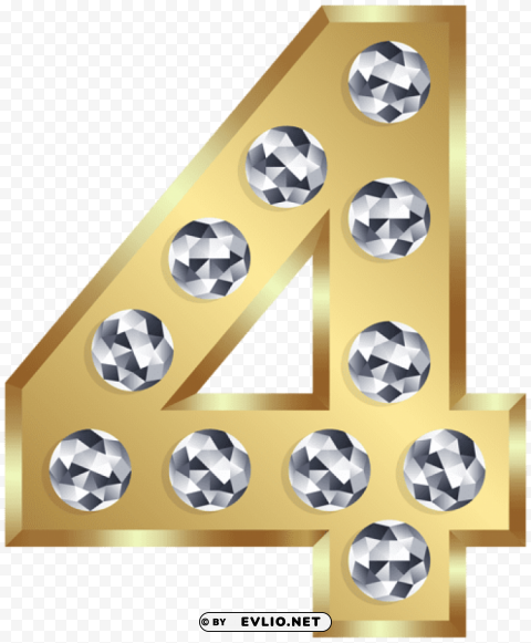 four gold number PNG for educational projects