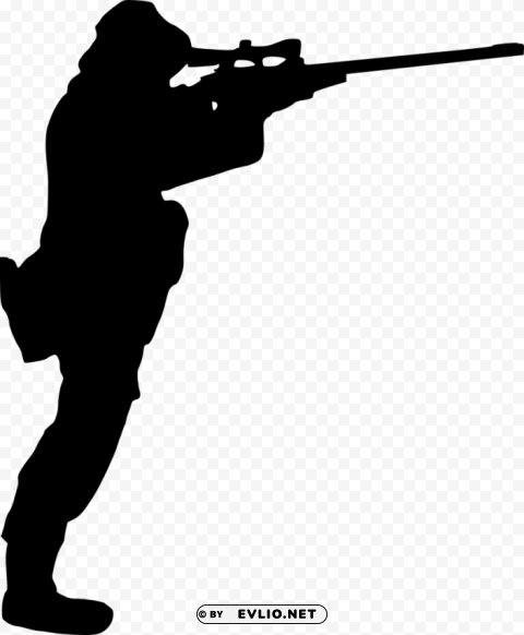 Sniper Shooter Silhouette Transparent Background PNG Isolated Design