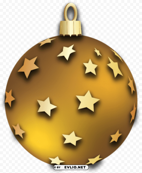transparent gold christmas ball with stars ornament Clear Background Isolated PNG Object
