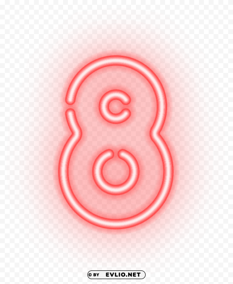 number eight neon Clean Background PNG Isolated Art
