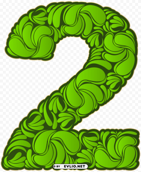 number two green Transparent Background PNG Isolated Pattern