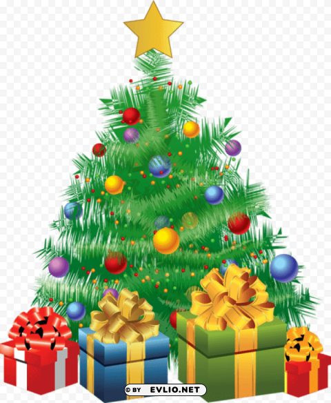 transparent christmas green tree with gifts PNG images with alpha transparency wide selection