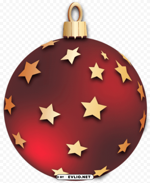 transparent red christmas ball with stars ornament Clear Background Isolated PNG Icon