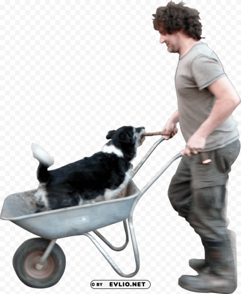 wheelbarrow dog Isolated Artwork on Clear Transparent PNG