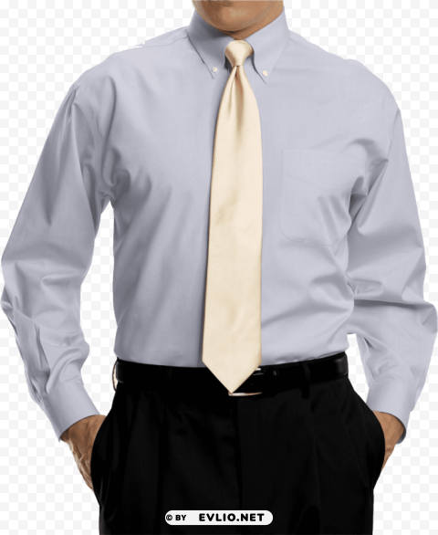 bright grey full sleeve shirt with golden tie Isolated Icon in HighQuality Transparent PNG