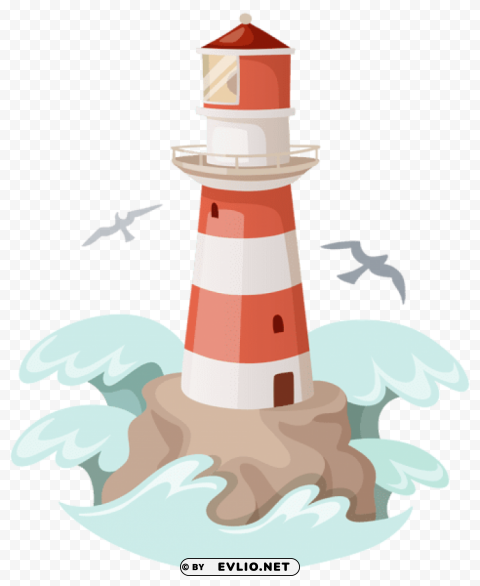 lighthouse Isolated Artwork on Clear Transparent PNG