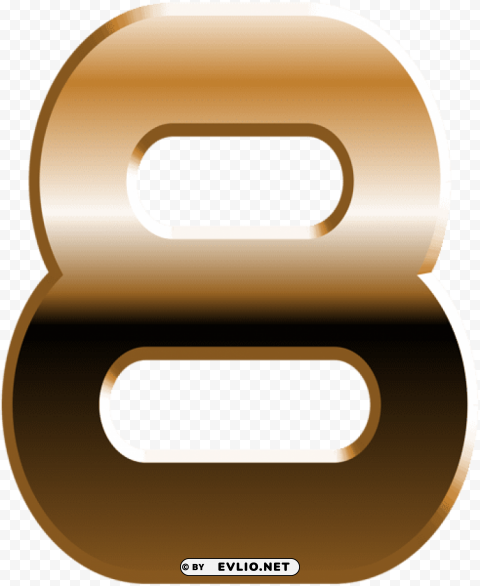 number eight golden transparent PNG format with no background