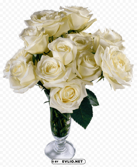 white roses transparent vase bouquet Free PNG